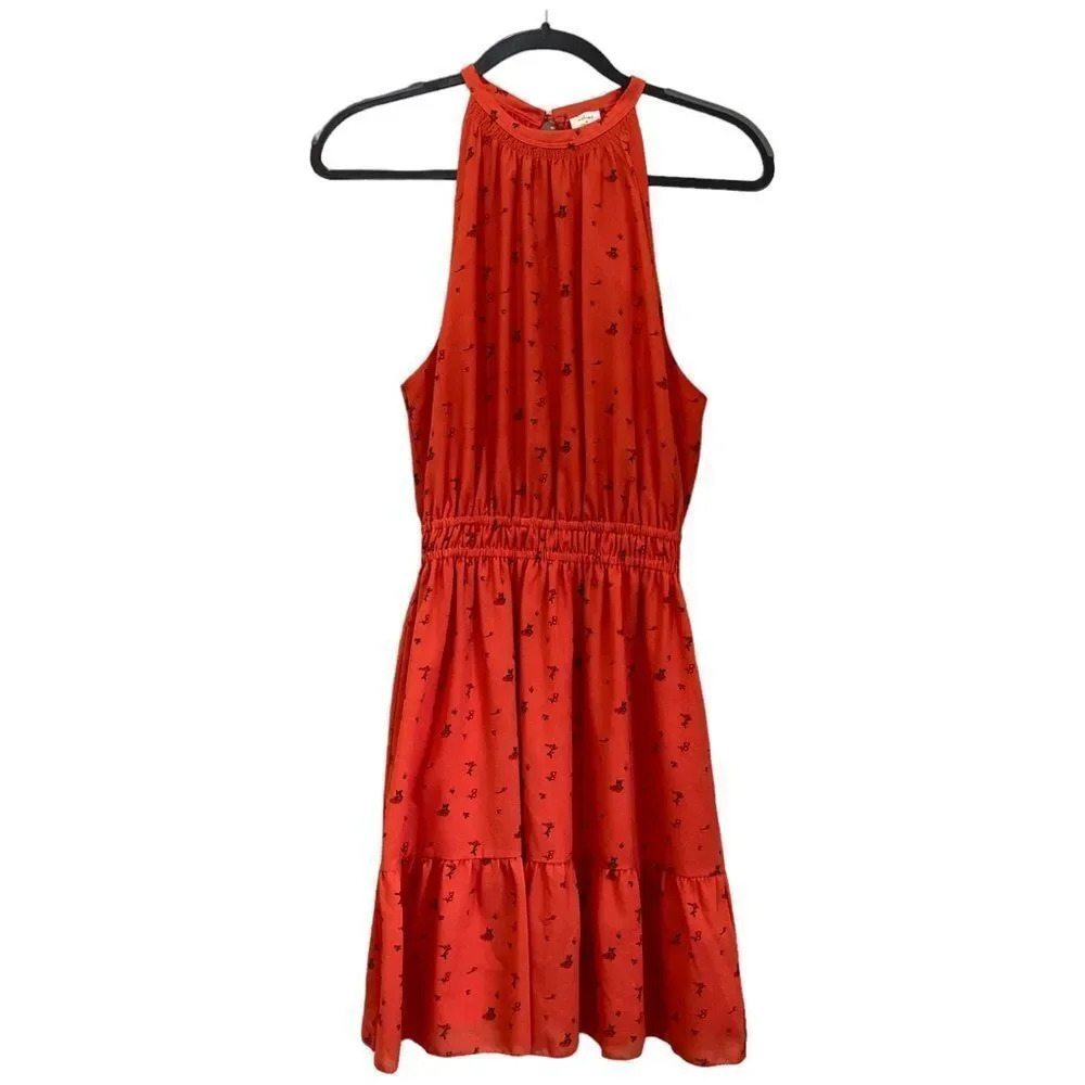 ARITZIA Wilfred Effet Dress Red Orange Floral Dress Size Medium